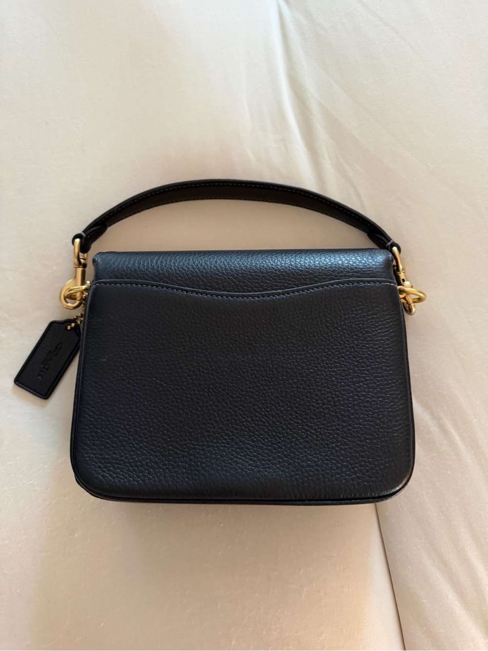 Coach Cassie 19 Black Pebbled Leather Satchel with Gold Turnlock - Picture 3 of 7